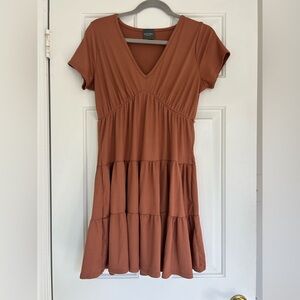 Burnt orange, ribbed, dress